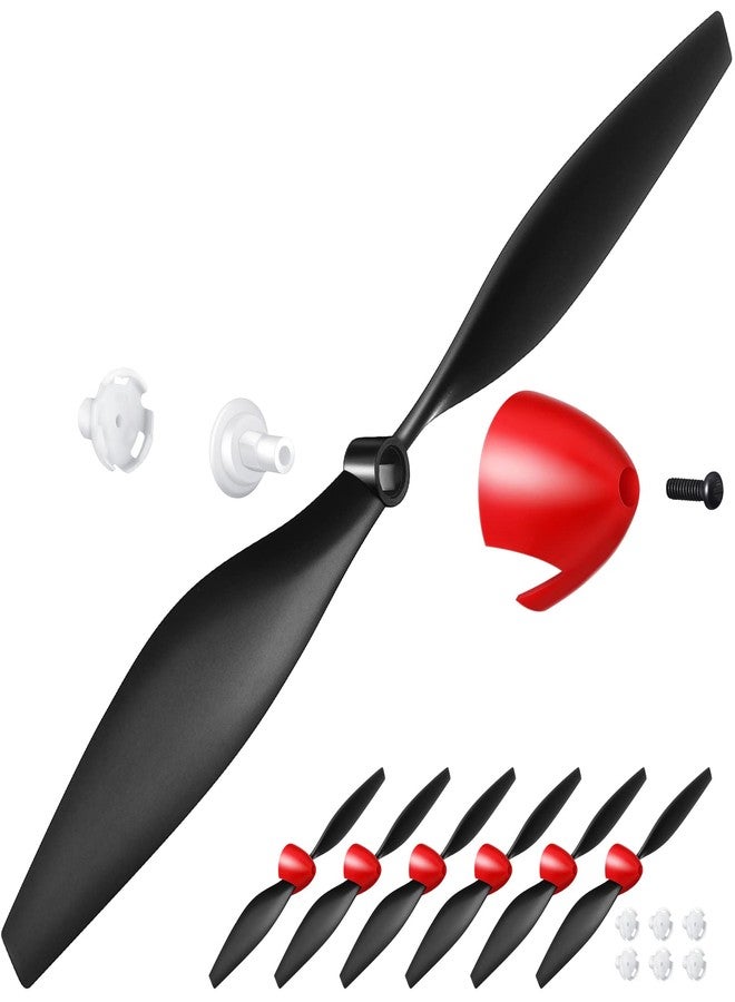 Riakrum 6 Sets Spare Rc Plane Propellers Airplane Carbon Fiber Nose Cone Compatible with Tr-p51 Rc Plane 4 Channel Remote Control Airplane with Propeller Savers and Adapter - Image 1